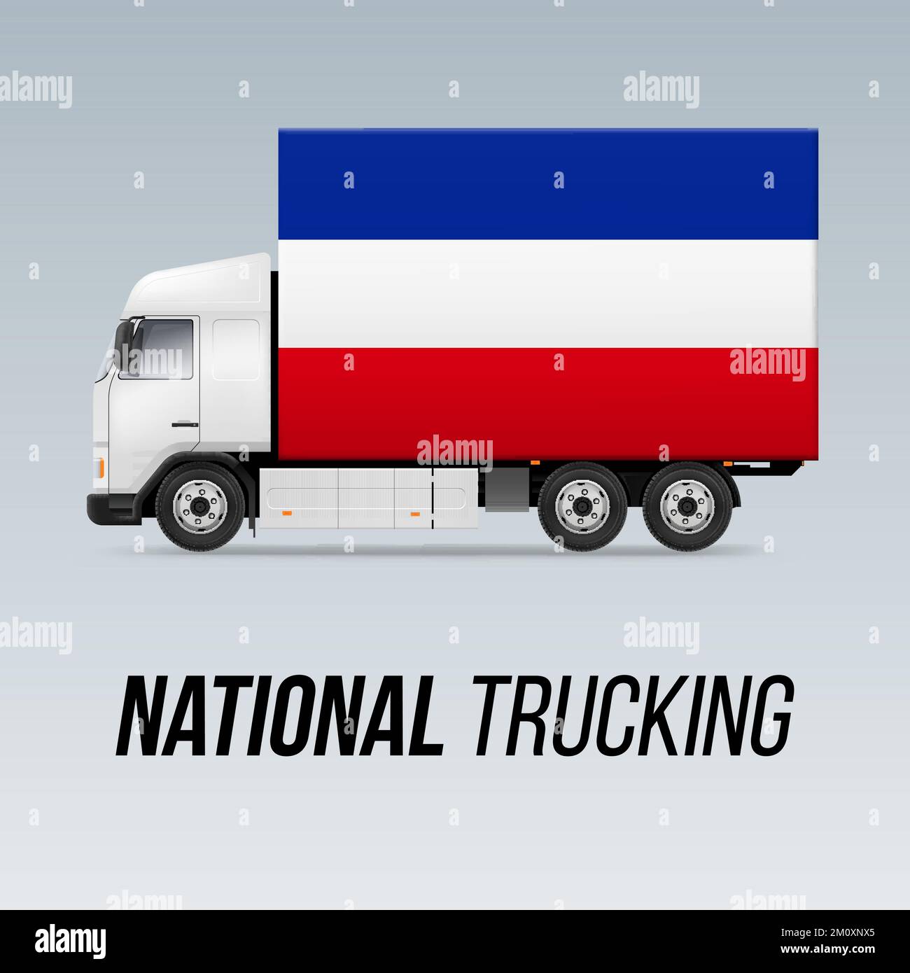 Symbol of National Delivery Truck with Flag of Yugoslavia. National Trucking Icon and Yugoslavian flag Stock Vector