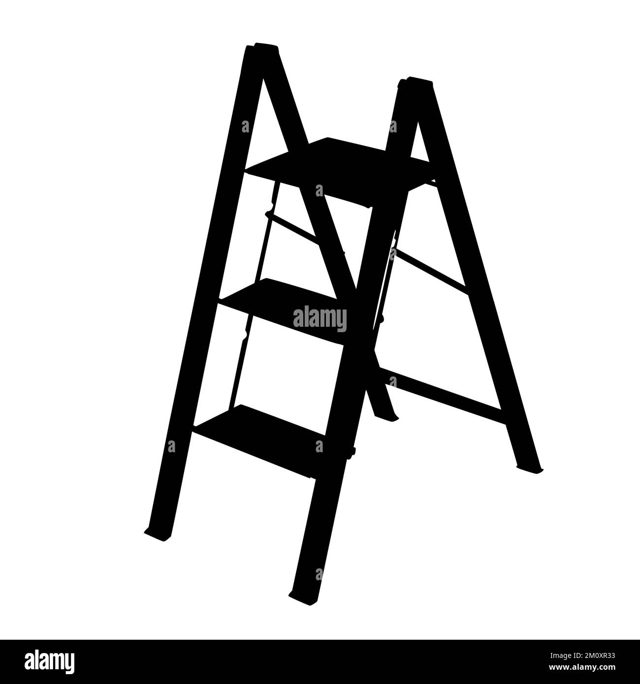 Ladder icon. Aluminium or metal staircase for housekeeping. Stepladder