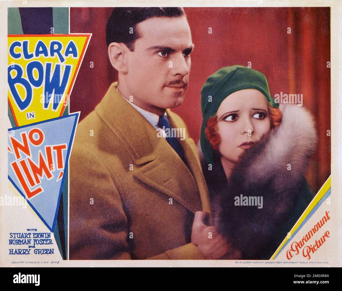 Norman Foster and Clara Bow in No Limit (1931) Movie Poster Stock Photo