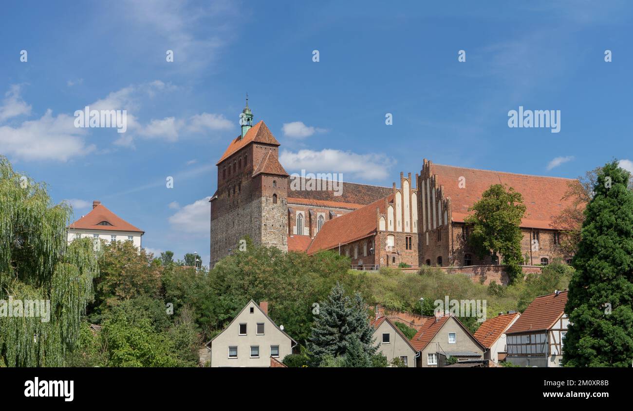 City view of Havelberg with medieval Sankt Marien Cathedral in Saxony-Anhalt, Germany Stock Photo
