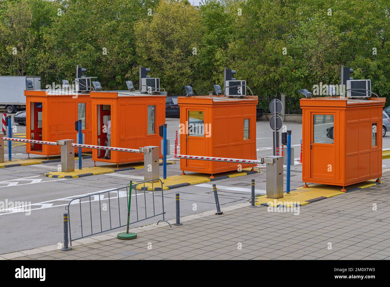Modern Toll Pay Station Four Booths Cabins Stock Photo Alamy
