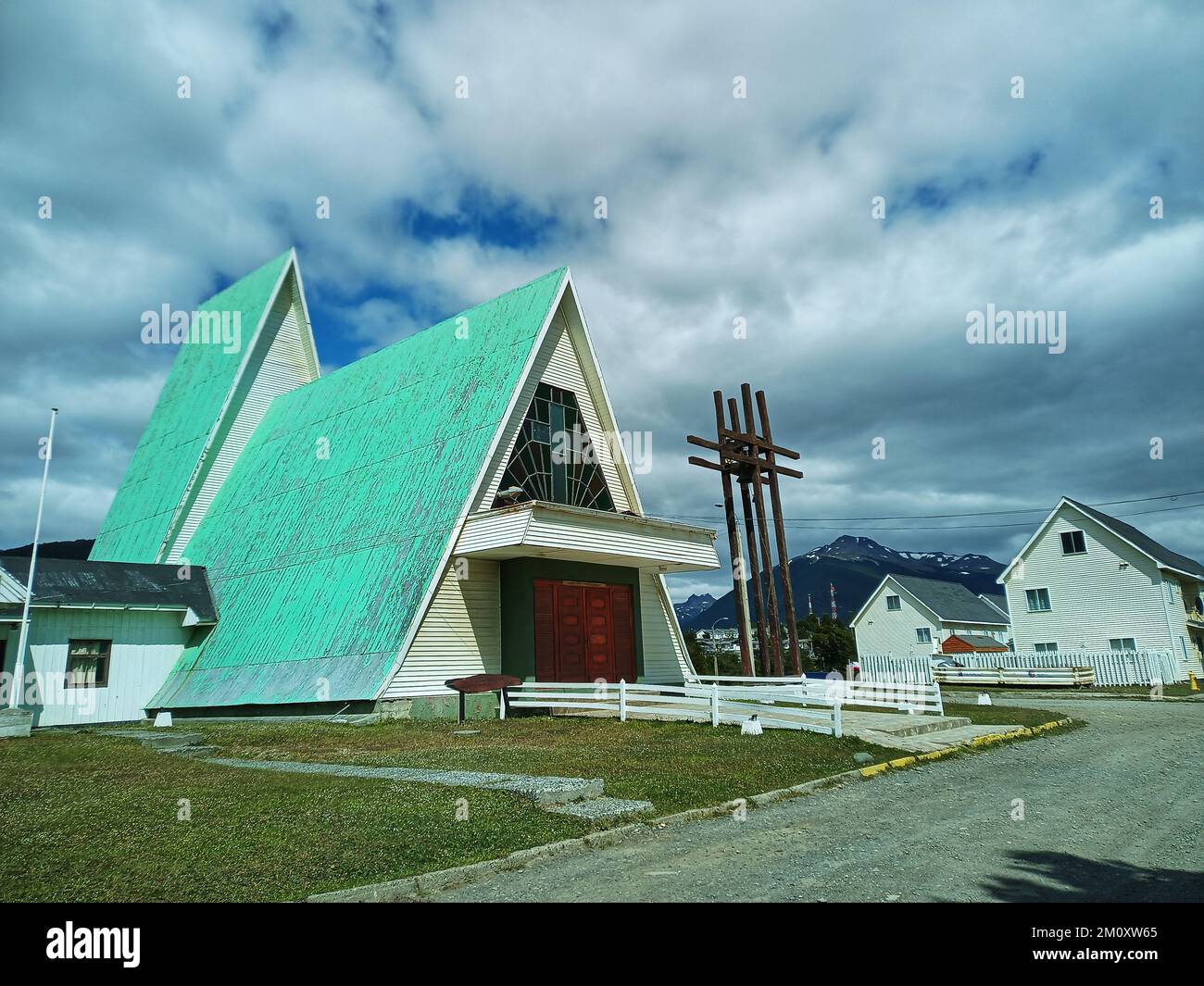 church of Puerto Williams, Navarino Island, Tierra del Fuego, Antarctic, Chile, South America,,antarctic peninsula Stock Photo