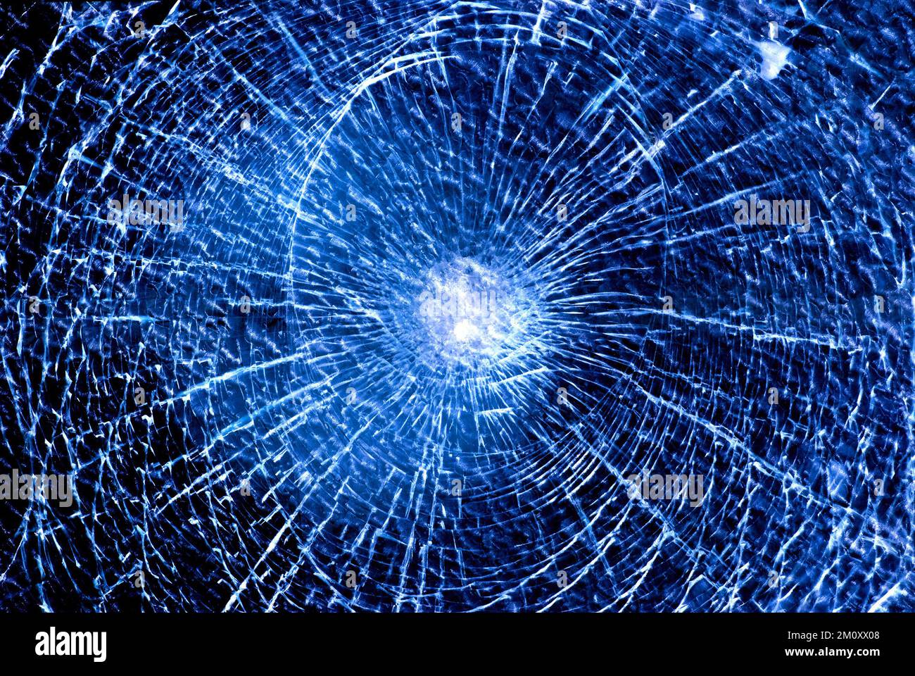Bullet impact on a car windscreen Stock Photo Alamy