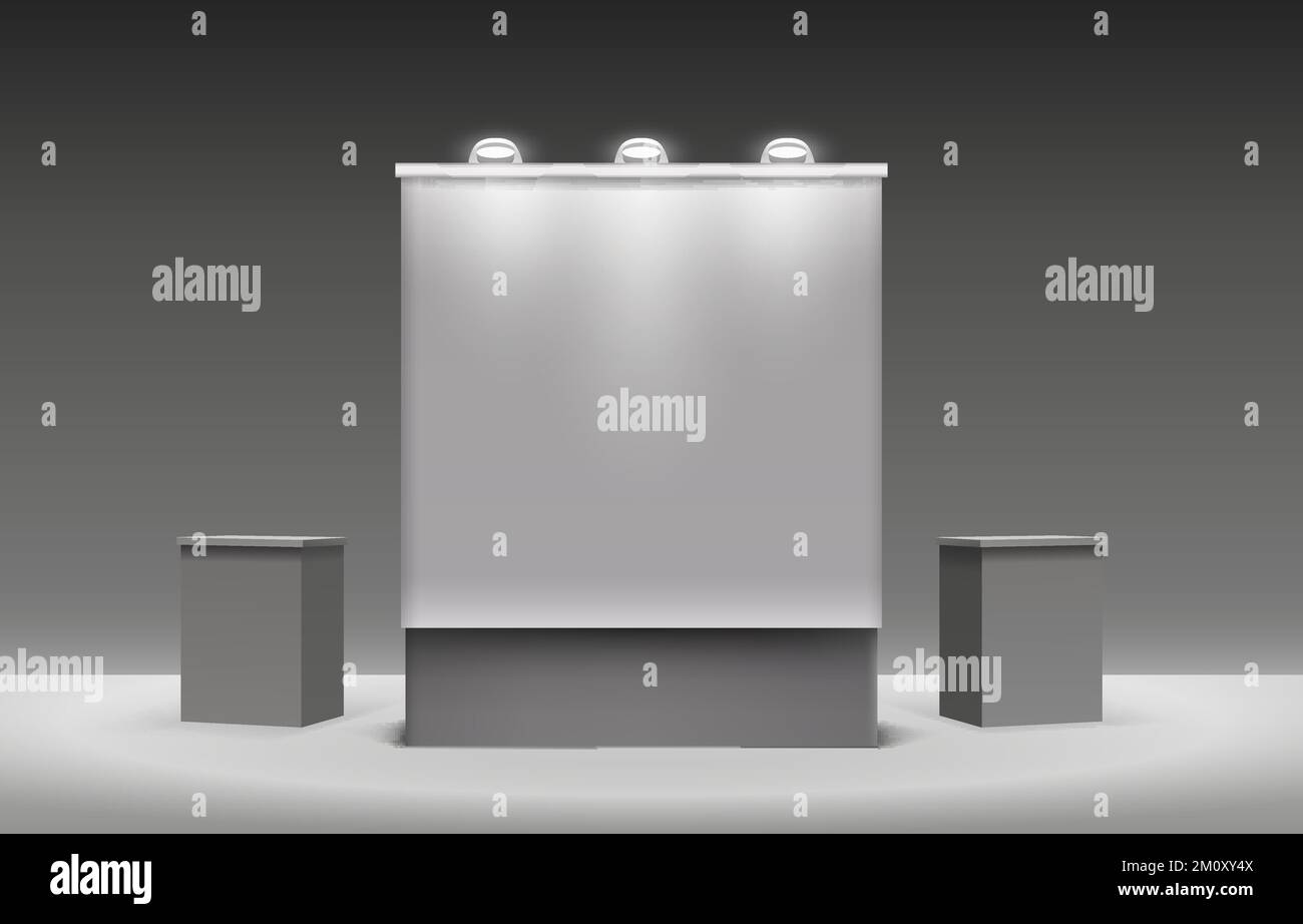 Scene presentations board, table white display. Vector illustration Stock Vector