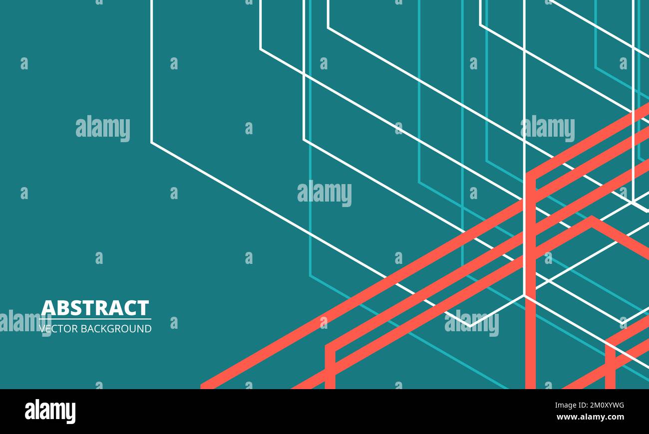 Green modern abstract background with turquoise, white and orange lines