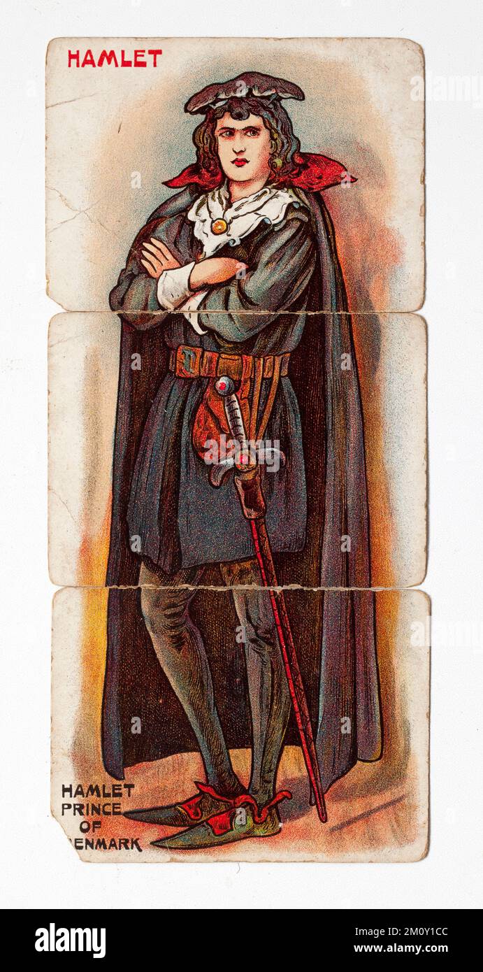 Vintage Playing Card Illustration of Shakespeares Hamlet from Hamlet - Prince of Darkness Stock Photo