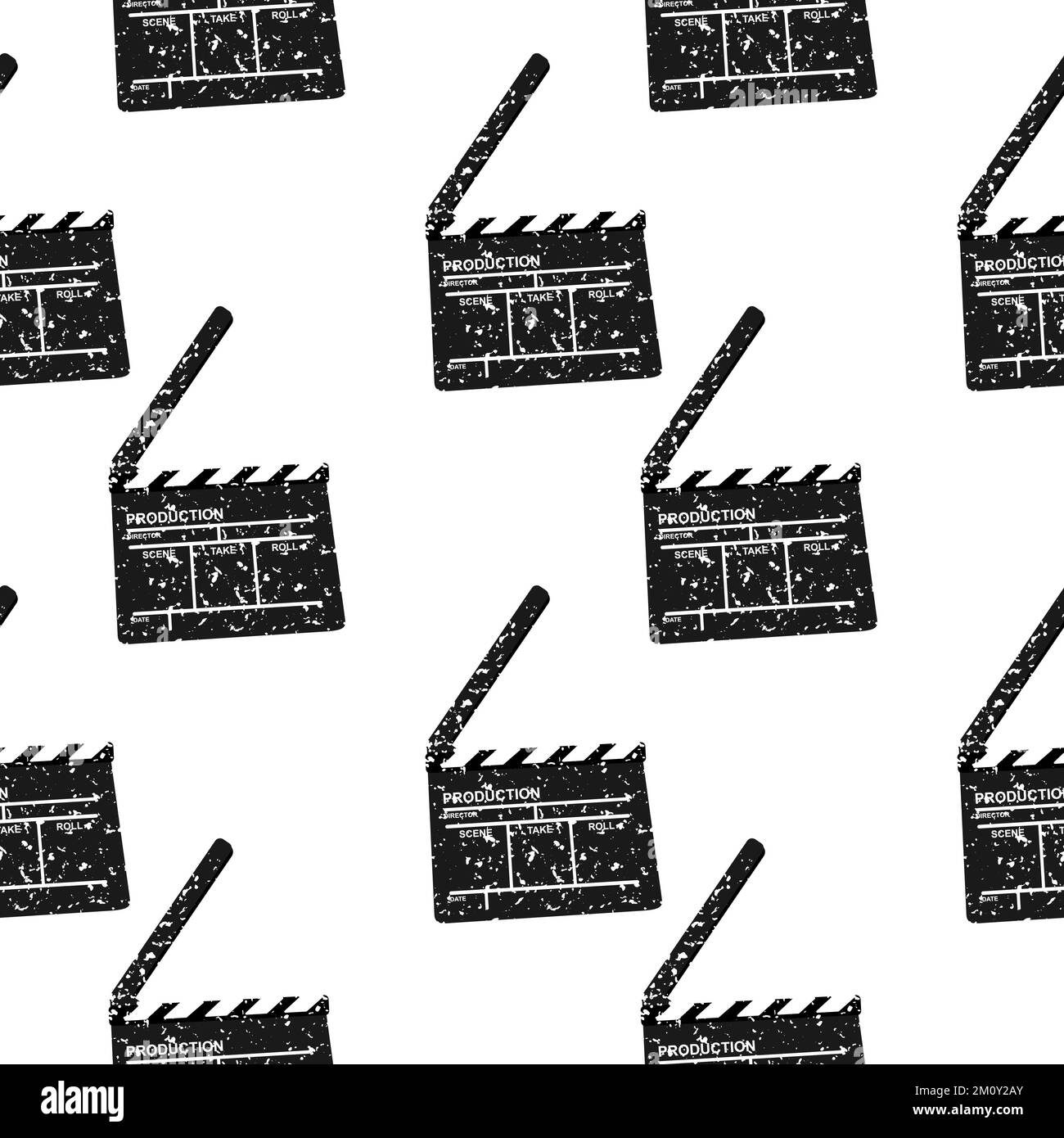 Movie clapperboard isolated on white vector seamless pattern Stock Vector