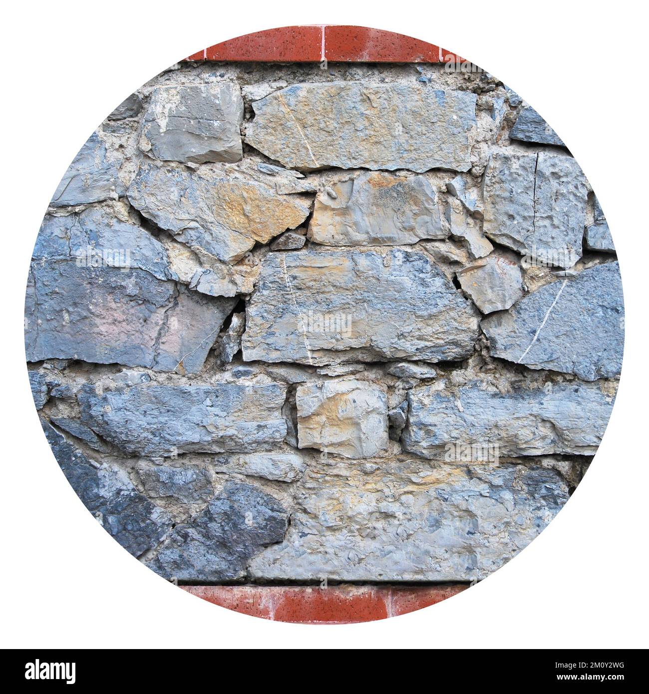Sturdy blue and gray cut stone and red brick wall, good for backgrounds