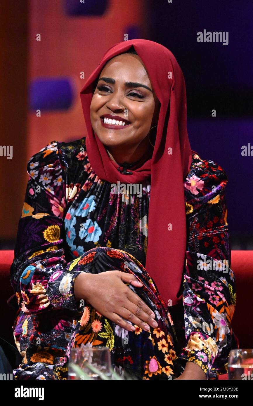EDITORIAL USE ONLY Nadiya Hussain during filming for the Graham Norton