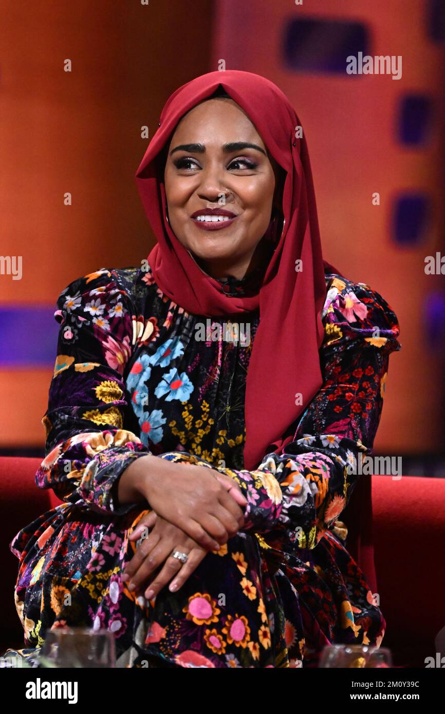 EDITORIAL USE ONLY Nadiya Hussain during filming for the Graham Norton