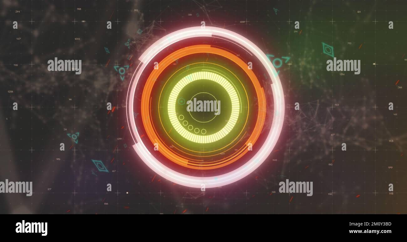 Image of scope scanning and qr code security data processing on black