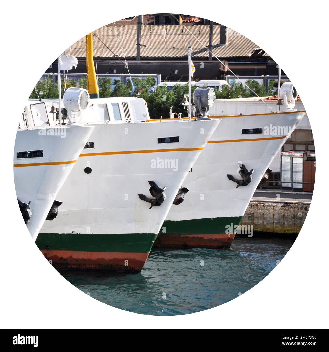 White cruise ship ferry transport, carrying passengers, Sirkeci Istanbul Turkey Stock Photo