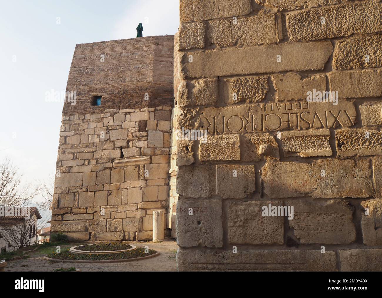 Walls of the ancient Ankara Castle, Türkiye. Stock Photo