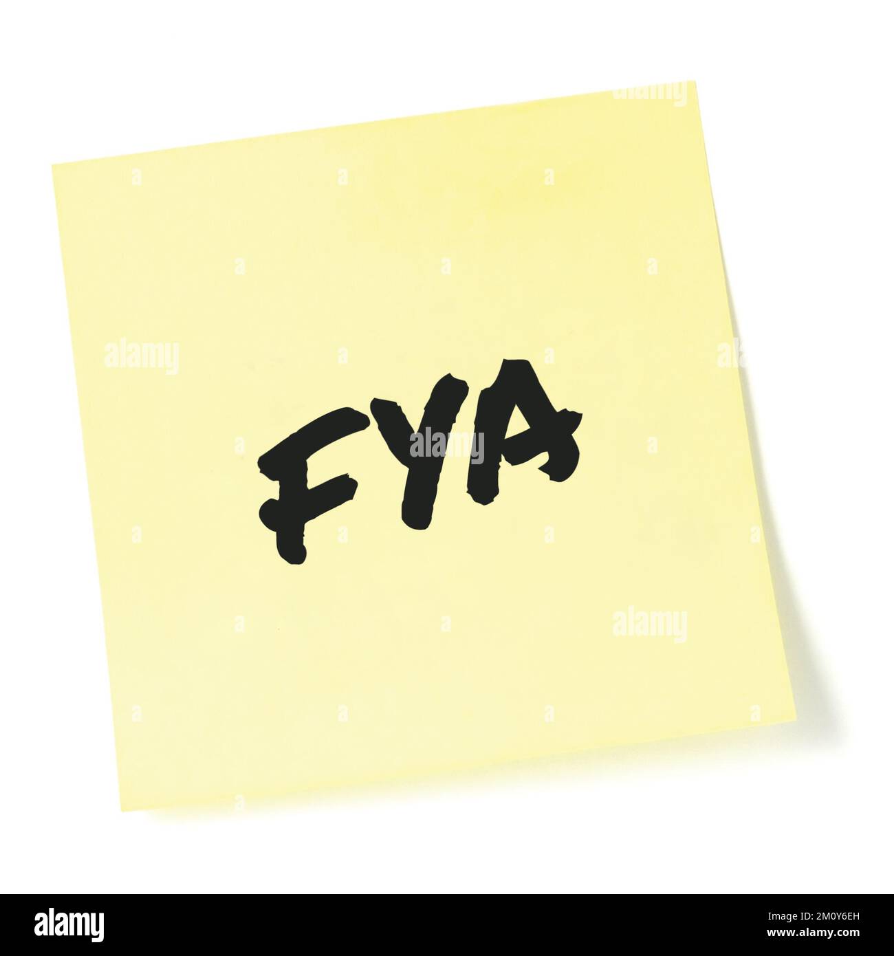 For your action acronym FYA black marker written business initialism text, corporate information recipient advice report actionable info adhesive note Stock Photo