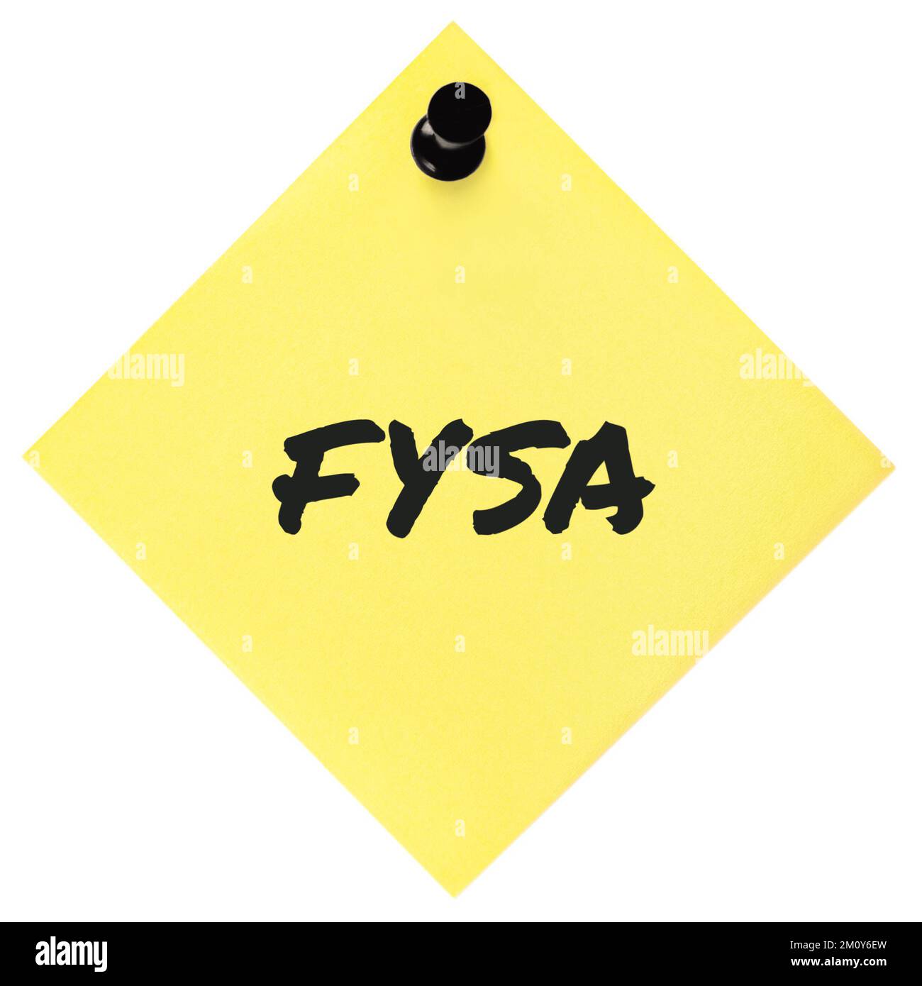 For your situational awareness acronym FYSA black marker written military initialism sticky note text, crucial current combat action environment info Stock Photo