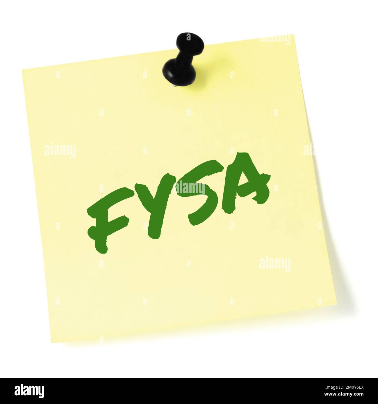 For your situational awareness acronym FYSA green marker written military initialism post-it text, crucial current combat action environment info Stock Photo