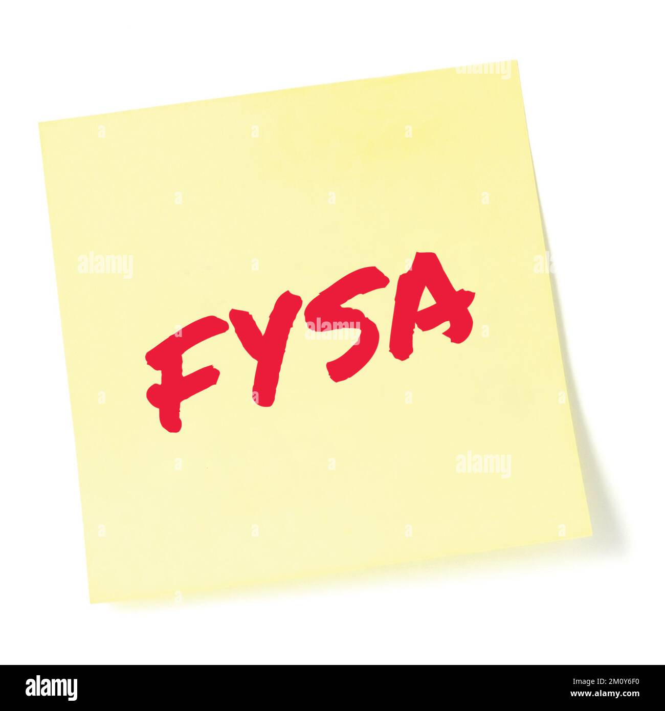 For your situational awareness acronym FYSA red marker written military initialism sticker text, crucial current combat action environment info Stock Photo