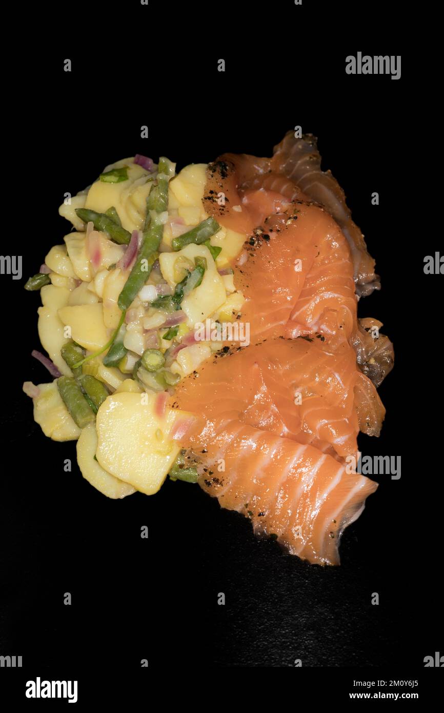 Norwegian salmon with salad Stock Photo