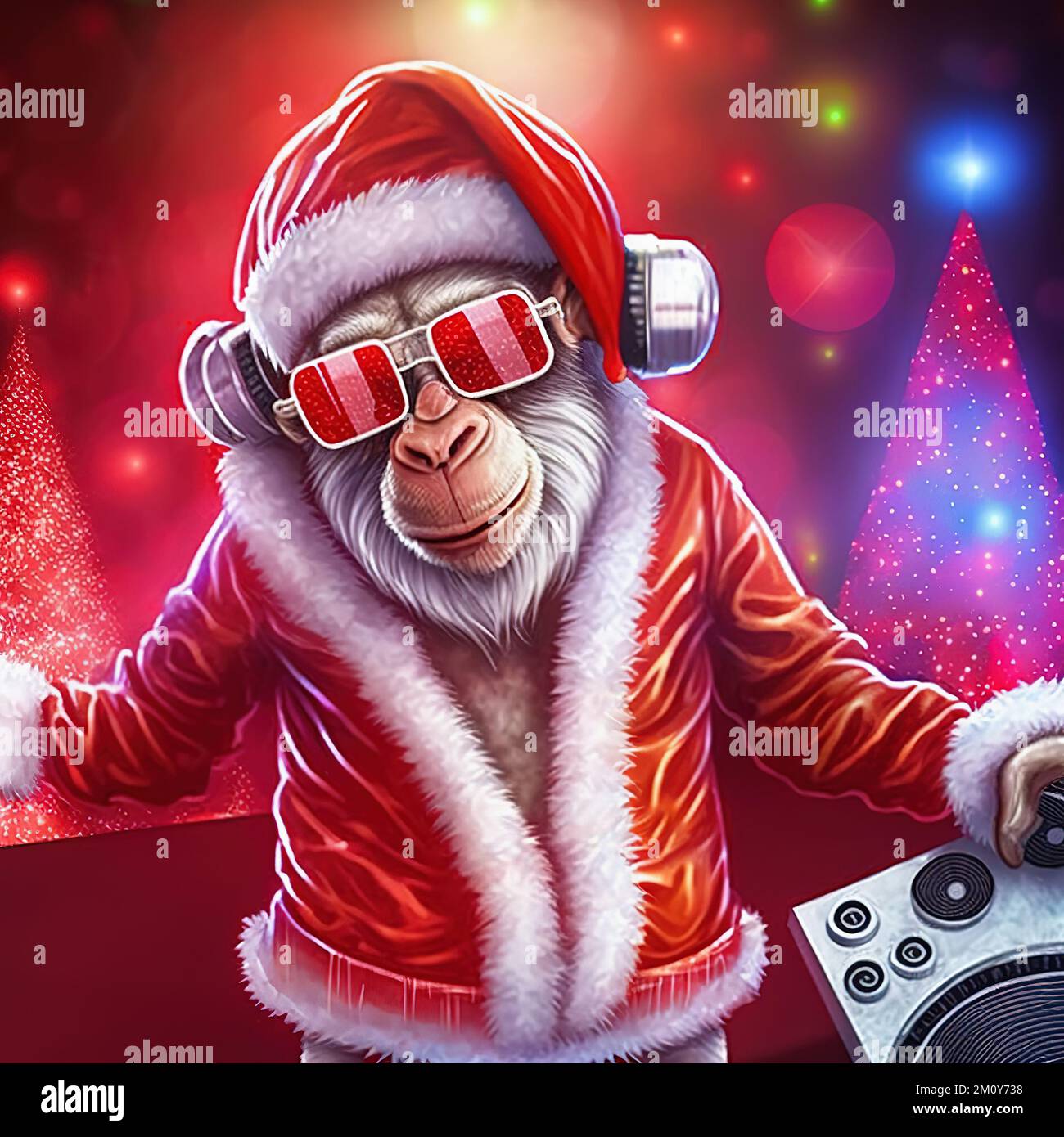 Cartoon christmas santa claus dj hi-res stock photography and images - Alamy