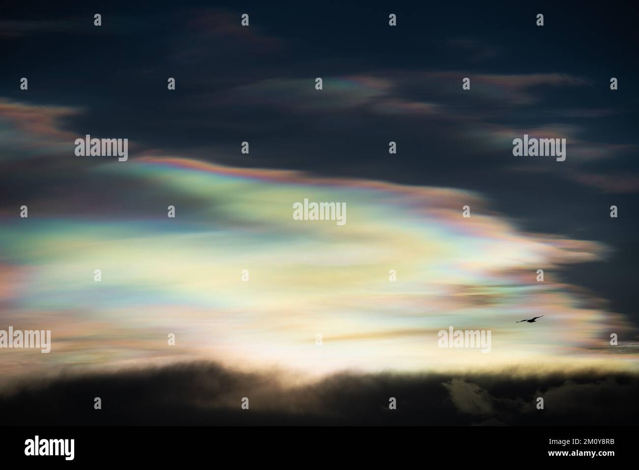 polar stratospheric clouds over Lofoten Islands, Norway Stock Photo