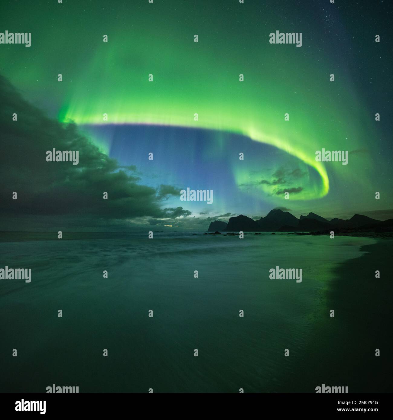 Northern lights - aurora borealis, Lofoten Islands, Norway Stock Photo ...