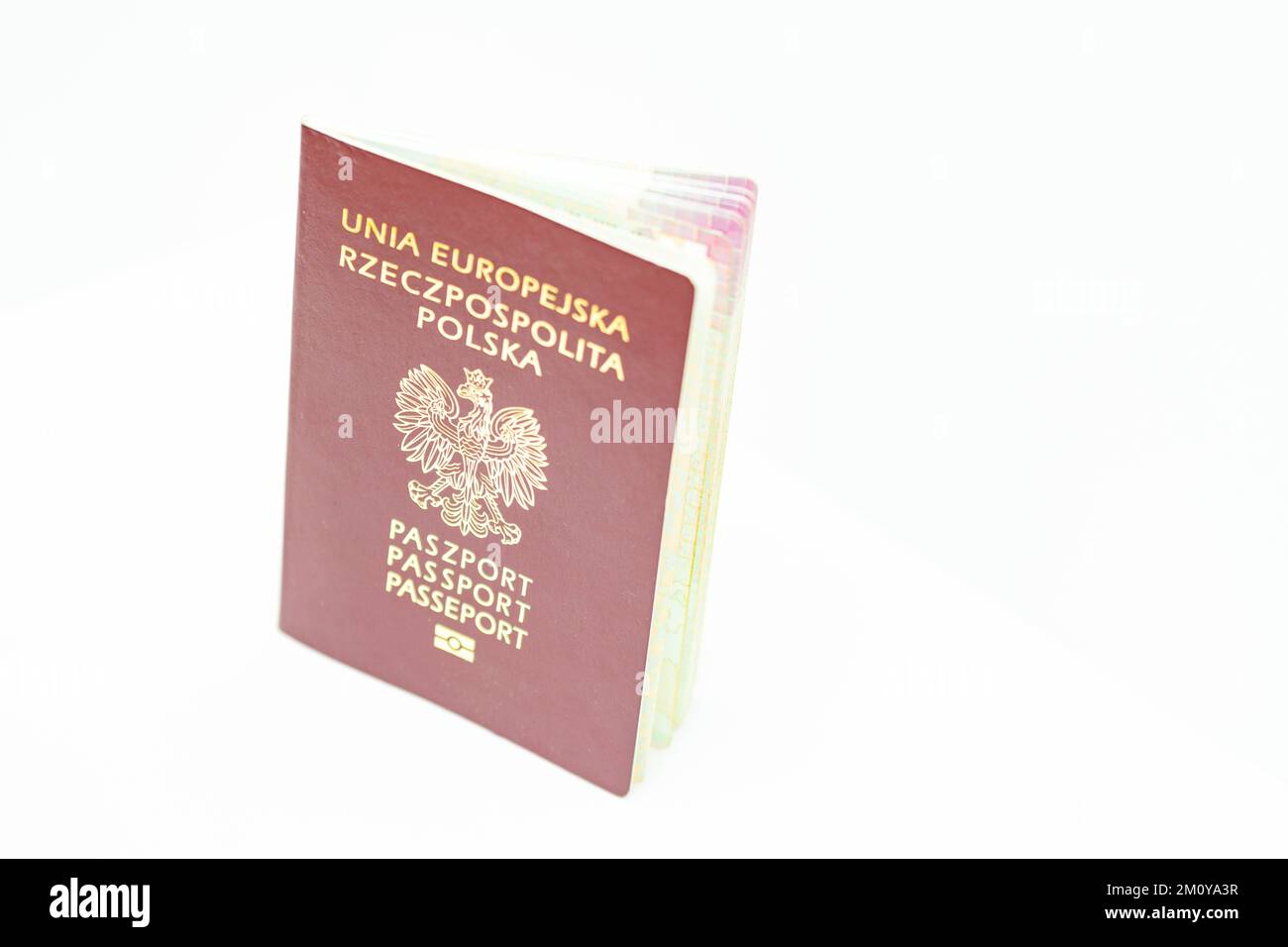Polish passport isolated on white background Stock Photo
