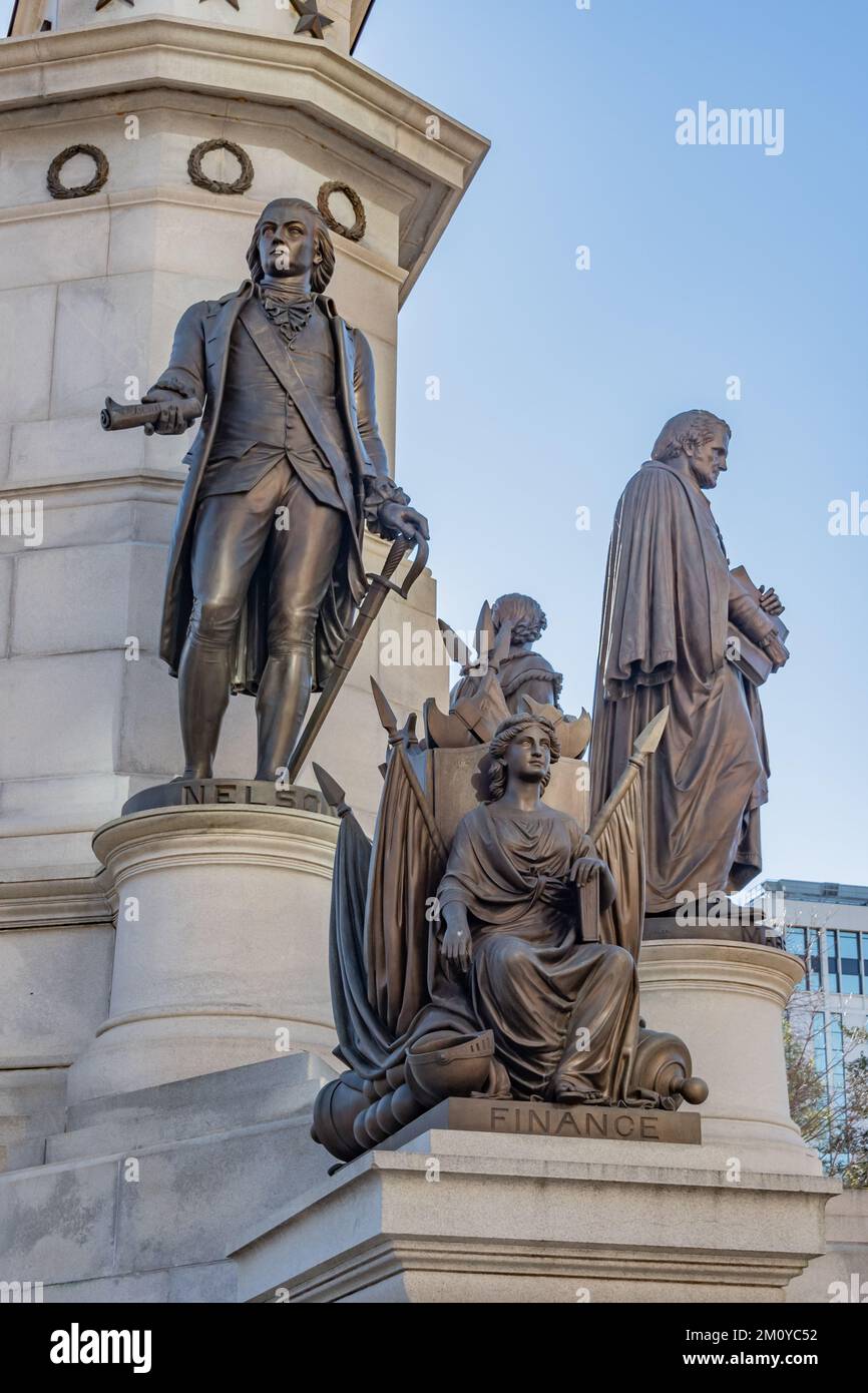 Closeup of The Virginia Washington Monument, Richmond Virginia USA, Richmond, Virginia Stock Photo