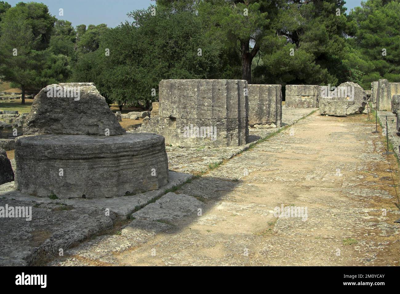 Olympia, Αρχαία Ολυμπία, Grecja, Greece, Griechenland; Archaeological site - sanctuary of Zeus; Archäologische Stätte - Heiligtum des Zeus Stock Photo