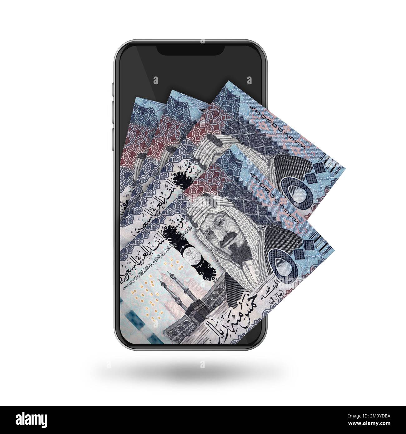3d Illustration of Saudi riyal notes inside mobile phone Stock Photo ...