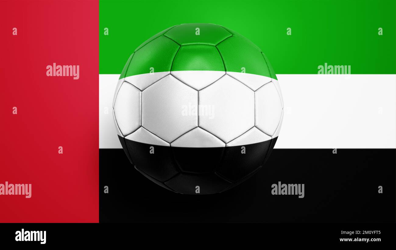 Soccer ball United Arab Emirates flag on a United Arab Emirates flag ...