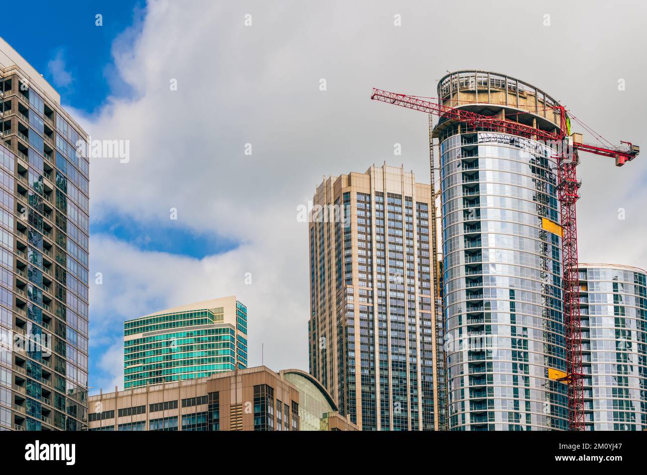 Illustration of Glass And Steel Skyscraper Construction Methods