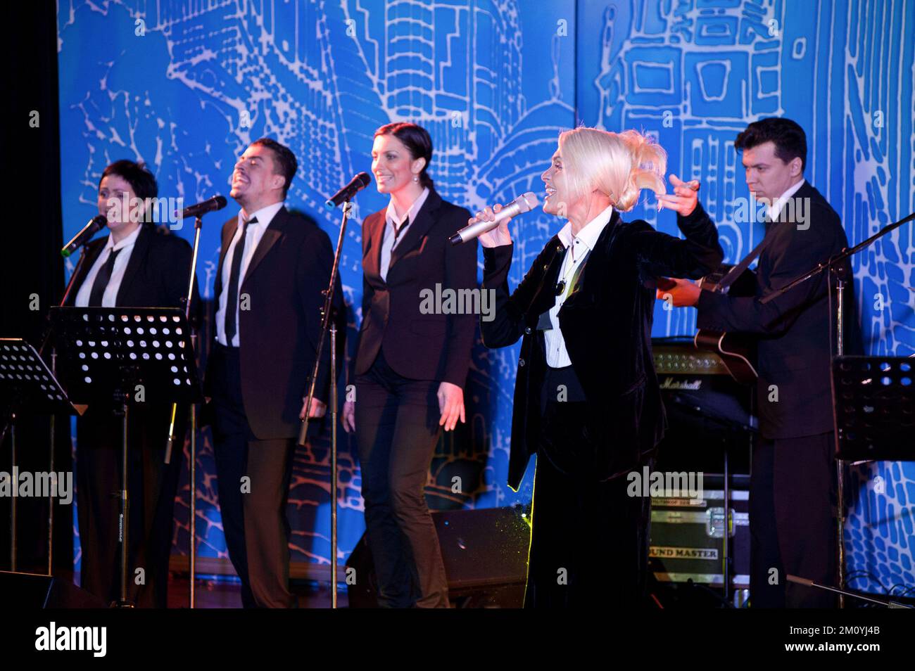 Moscow, Russia. 02nd Dec, 2011. Soviet and Latvian pop singer, actress, director and choreographer Laima Vaikule with her band perform during a concert in Moscow. Credit: SOPA Images Limited/Alamy Live News Stock Photo