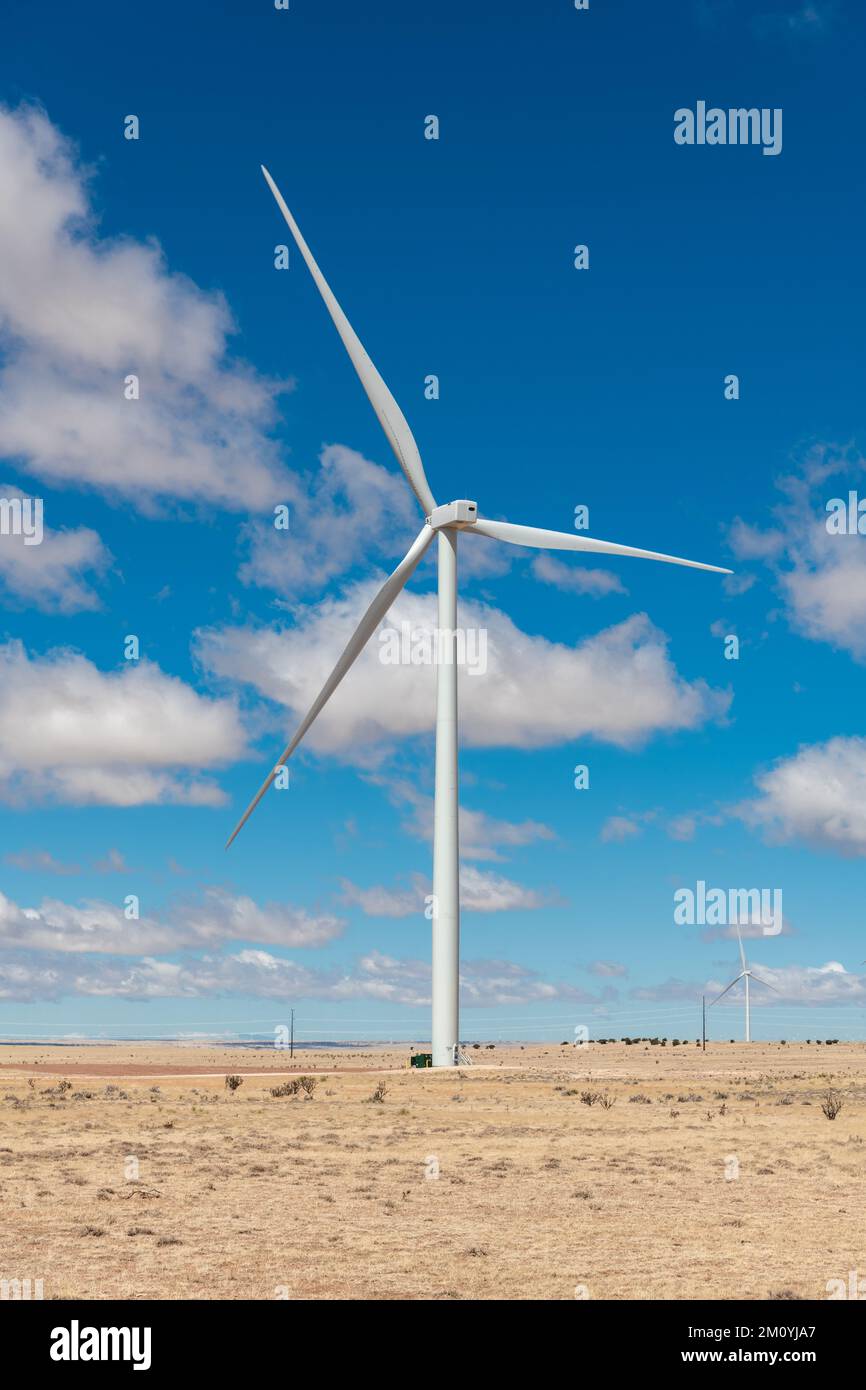 Vertical view of wind turbine generating green energy in a wine farm in