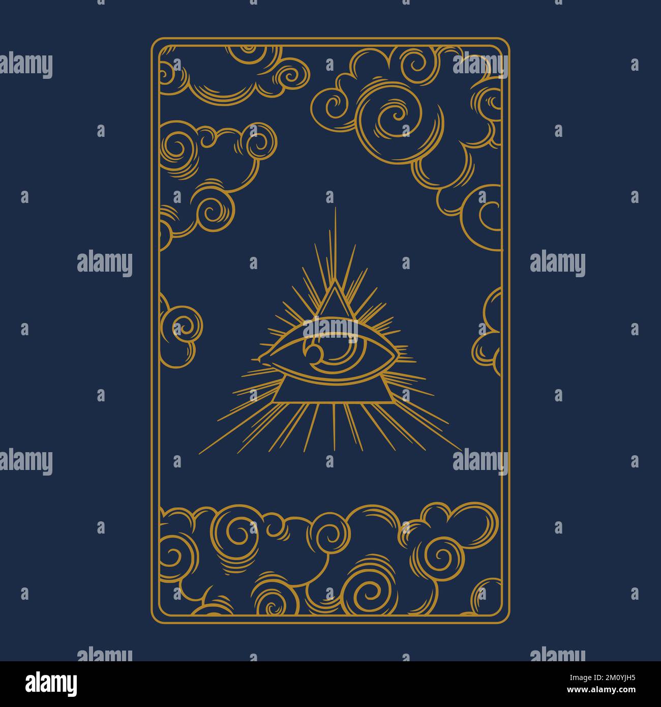 Tarot aesthetic golden card. Third eye tarot design for oracle card