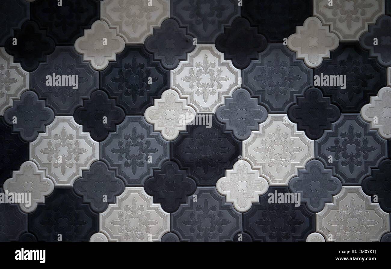 Multicolor digital wall tiles decor for interior abstract home decor using ceramic wall tiles background Stock Photo