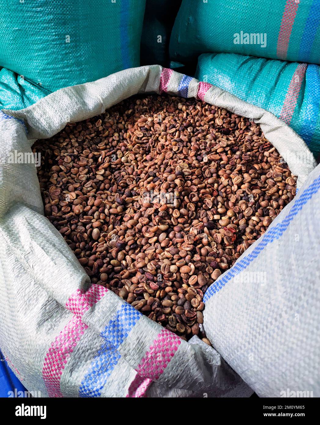 top view of dry coffee beans in a sack Stock Photo Alamy