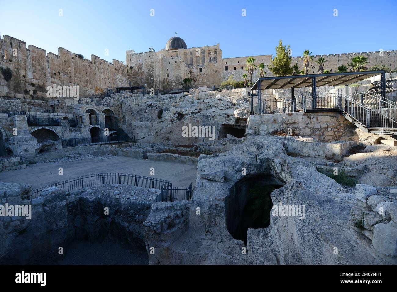 Ancient Jewish ruins at the archeological park in the old city of