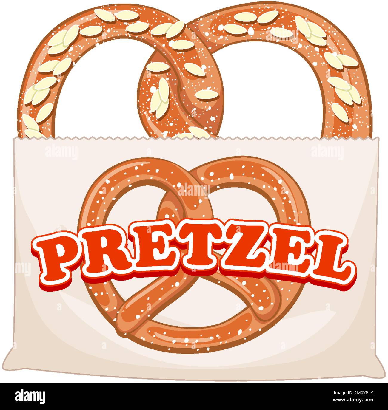 Pretzel bread in paper bag illustration Stock Vector Image & Art - Alamy