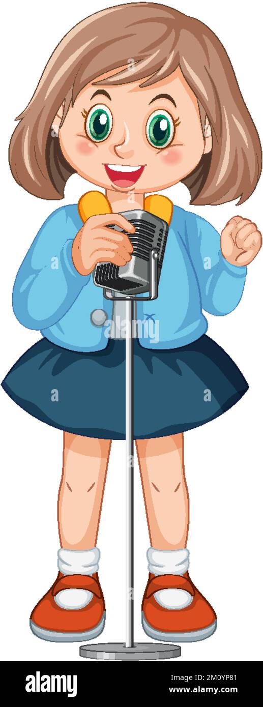 Girl singing with microphone vector illustration Stock Vector Image ...