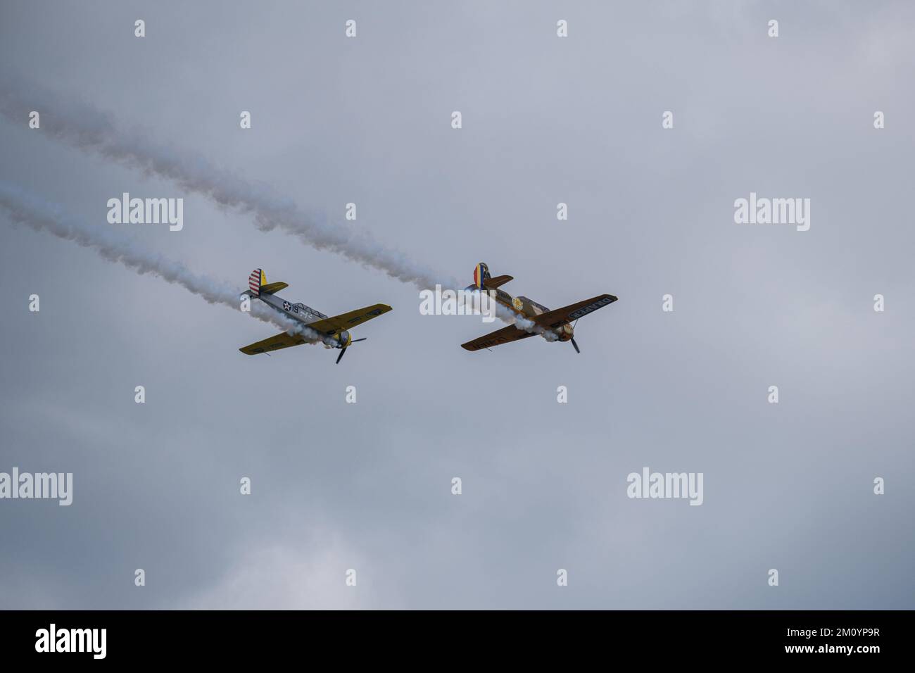 A view of airplanes flying in sky during airshow Stock Photo - Alamy
