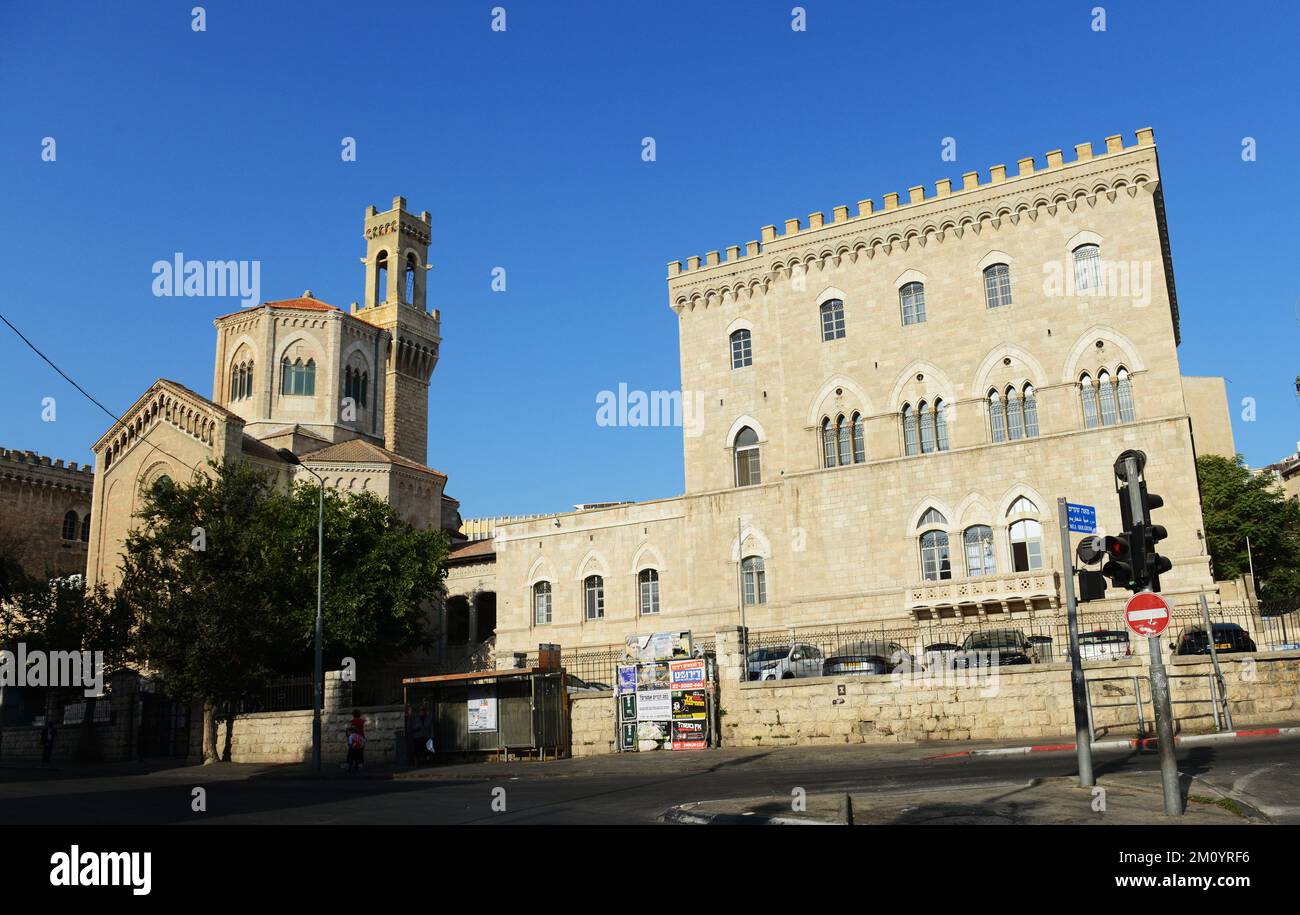 The Italian hospital on the corner of HaNevi'im Street and Shivtei Yisrael Street in Jerusalem, Israel. Stock Photo