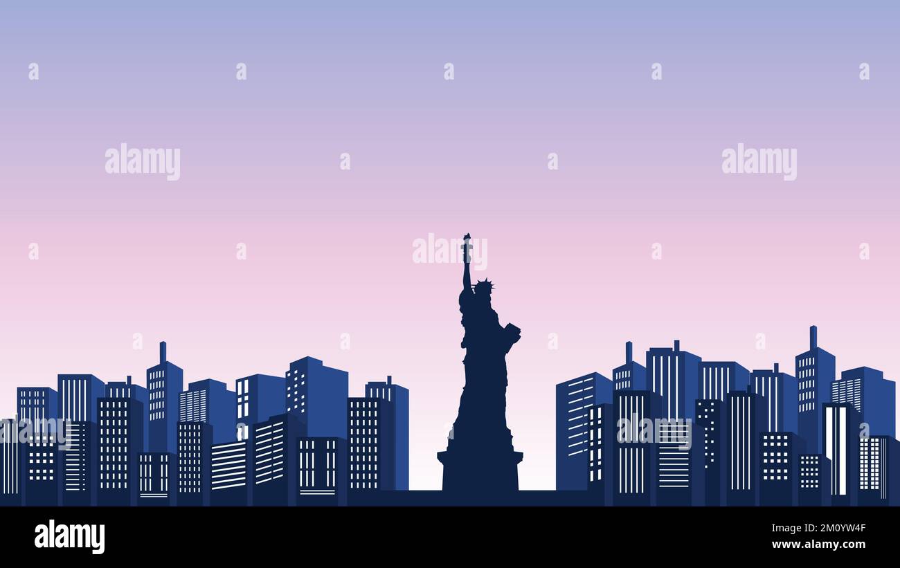 Silhouettes of urban buildings with sunset shades and many apartment