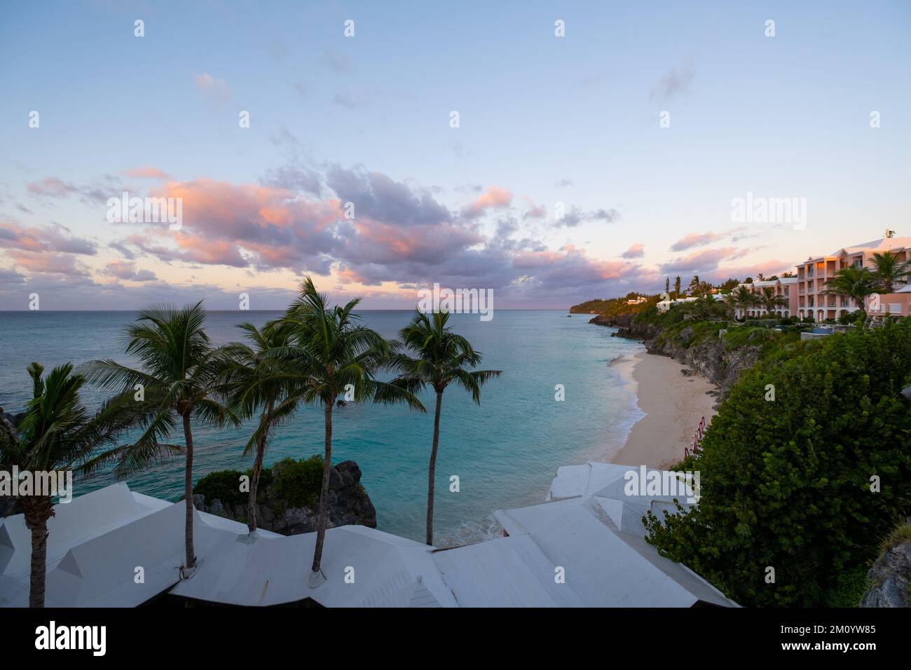 An aerial view of sea beach surrounded by growing palms Stock Photo - Alamy