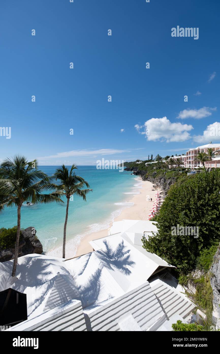An aerial view of sea beach surrounded by growing palms Stock Photo - Alamy