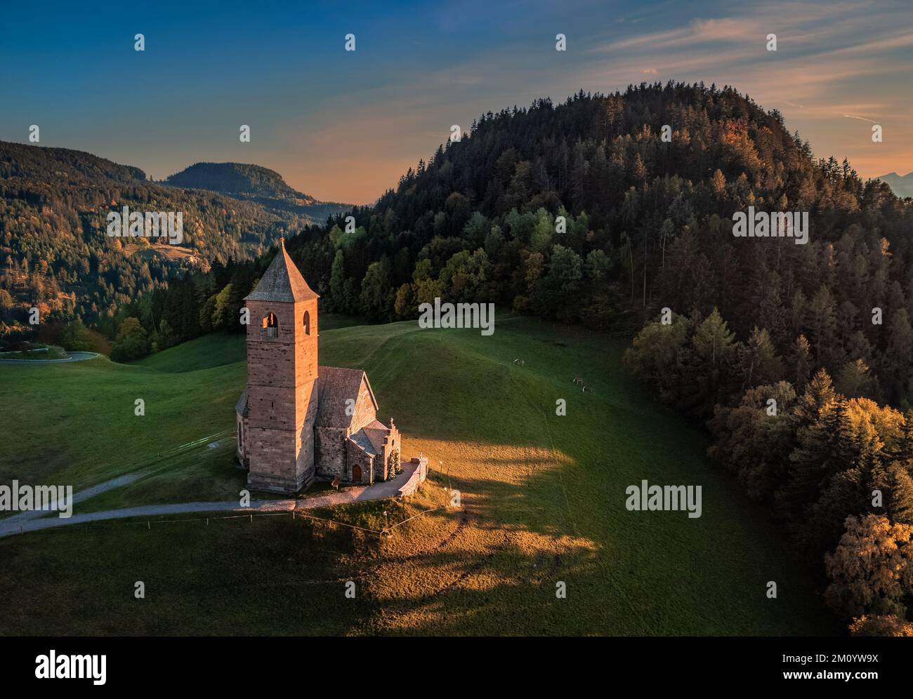 Hafling Italy Aerial View Of The Mountain Church Of St Catherine Hafling Italy Aerial View Of The Mountain Church Of St Catherine