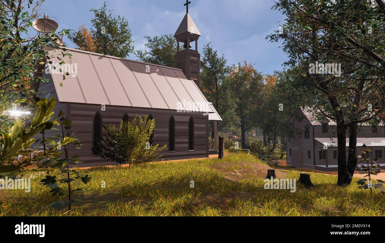 3D rendering. An immersive natural environment. Landscape to illustrate ...