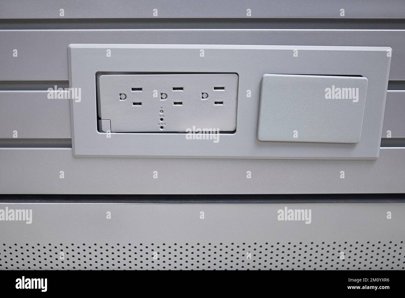 desktop computer outlet port 3 port socket Stock Photo - Alamy