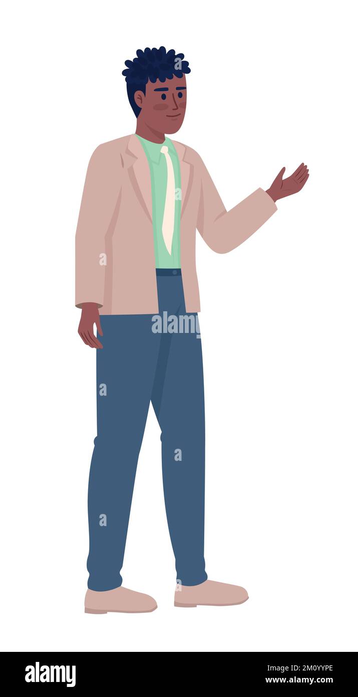 Young office worker semi flat color vector character Stock Vector