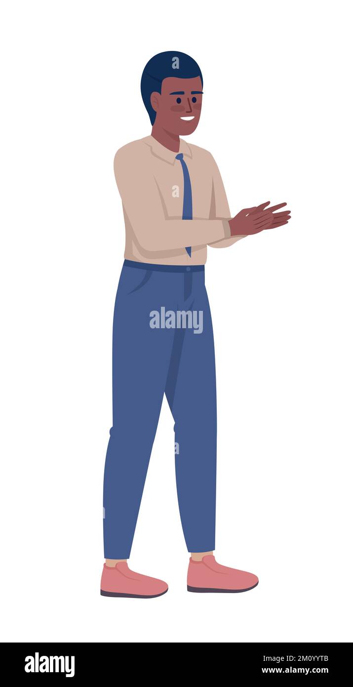 Joyful office worker semi flat color vector character Stock Vector
