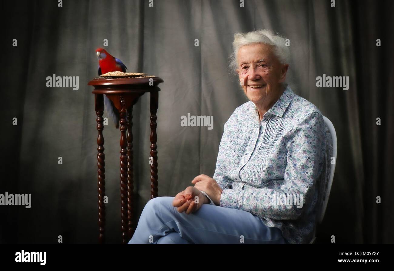 90 years old but still active is Joan. She lives alone and Independent enjoying life outdoors in seaside Australia. Stock Photo